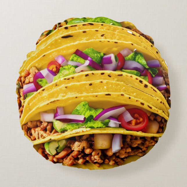 Tacos Round Pillow (Front)