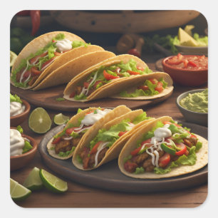 Tacos Square Sticker