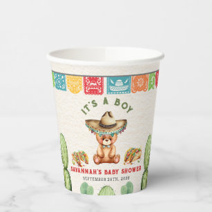 Tacos & Teddy Bears Boy Baby Shower Fiesta Paper Cups
