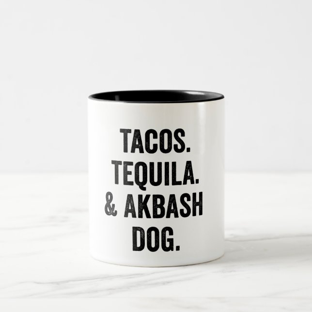 Tacos Tequila And Akbash Dog Funny  Two-Tone Coffee Mug (Center)