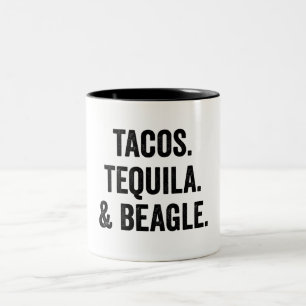Tacos Tequila And Beagle Funny  Two-Tone Coffee Mug