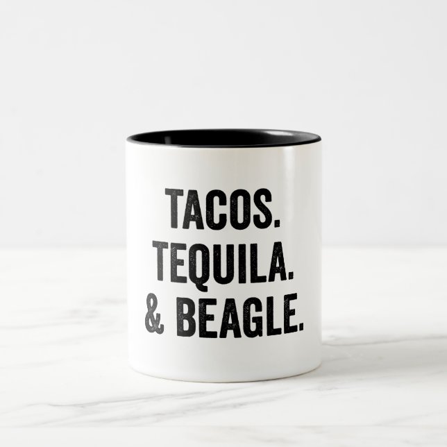 Tacos Tequila And Beagle Funny  Two-Tone Coffee Mug (Center)