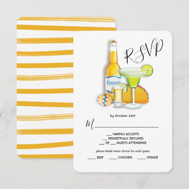 Tacos Tequila & Beer Menu Choix Carte RSVP (Devant / Derrière)