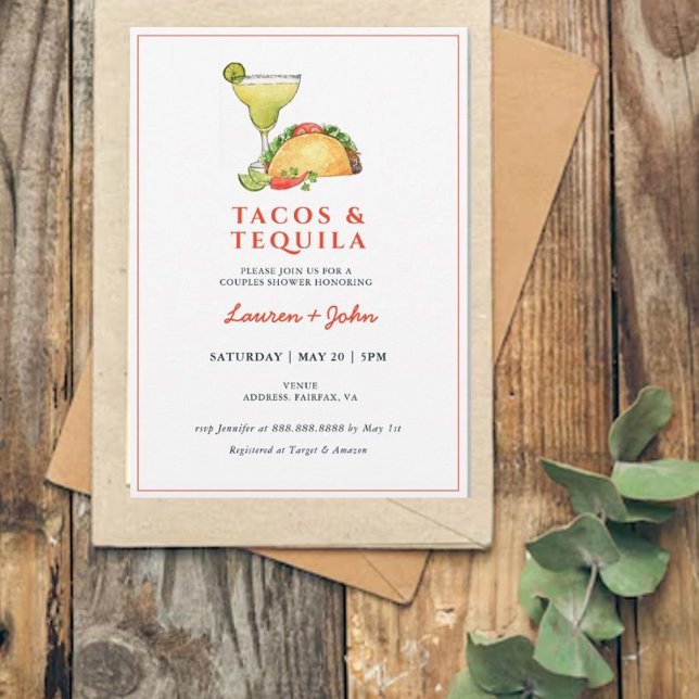 Taco's & Tequila couples douche Invitation (Créateur téléchargé)