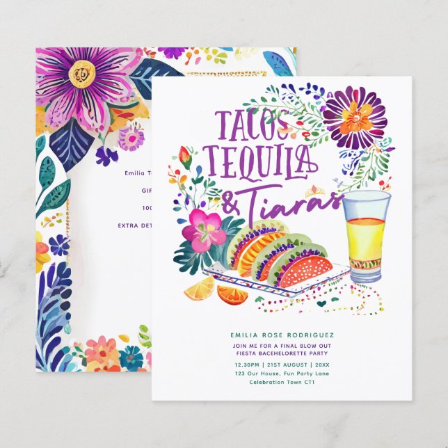 Tacos Tequila Tiaras Last Fiesta Bachelorette (Front/Back)