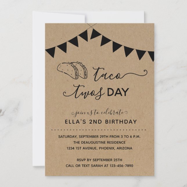 Tacos Twosday 2nd Birthday Party Invitation (Front)