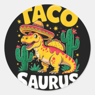 Tacosaurus t-rex taco dinosaur classic round sticker