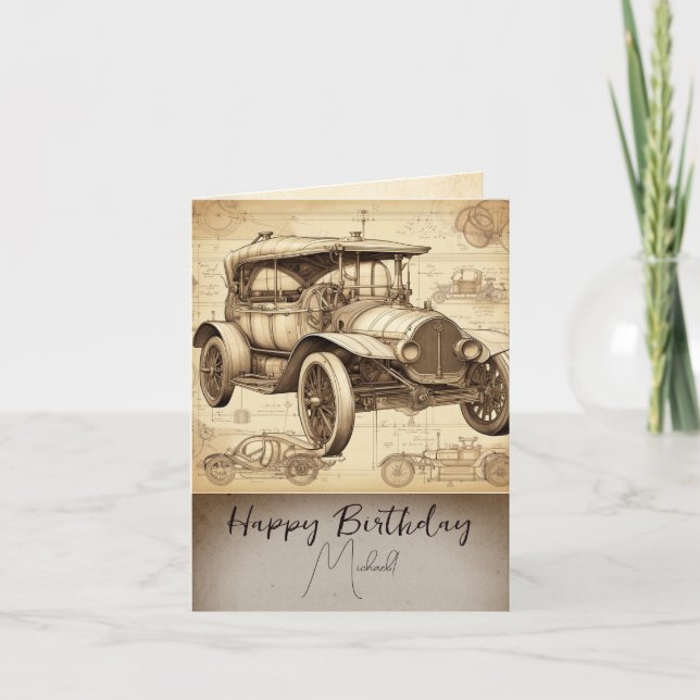 Tacot Faux Vintage illustration personalized BC Card (Front)