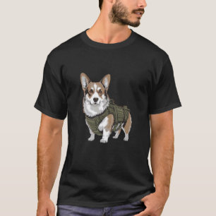 Tactical Corgi Dog Retro Vintage 70s 80s Style Fun T-Shirt