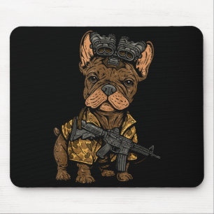 Tactical Frenchie Funny Dog Bulldog With Nvg Meme  Mouse Pad
