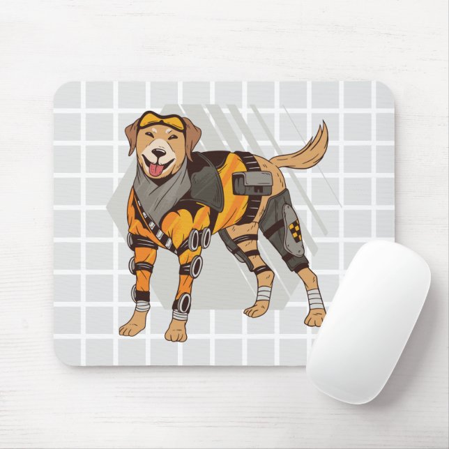 Tactical Futuristic Dog Grid Mouse Pad (With Mouse)
