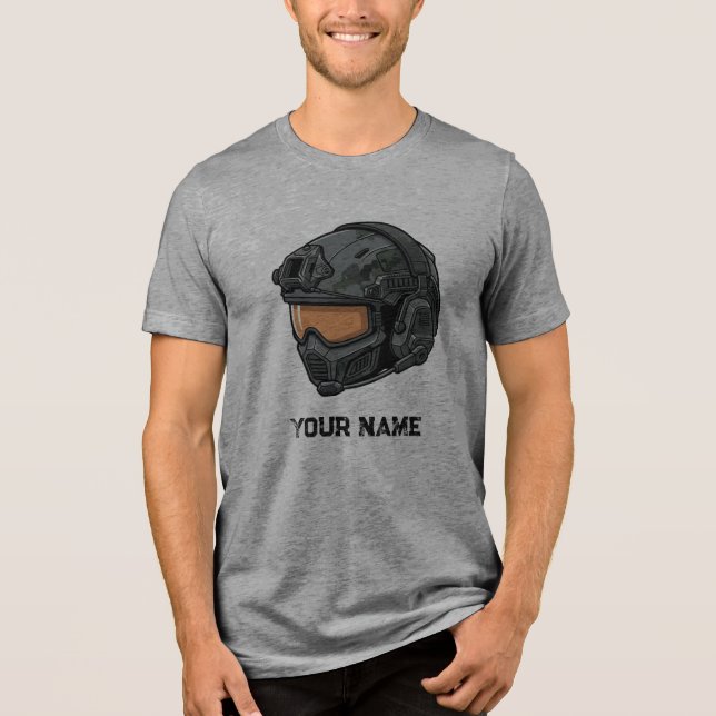 Tactical Gamer Helmet T-Shirt Tri-Blend Shirt (Front)