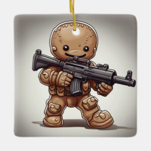 Tactical Gingerbread Man Ceramic Ornament