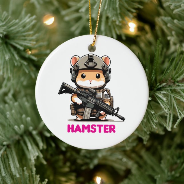 Tactical Hamster Ceramic Ornament (Tree)