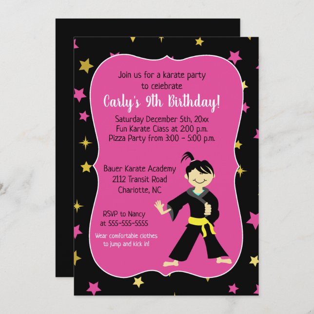 Tae Kwon Do Birthday Invitations (Front/Back)
