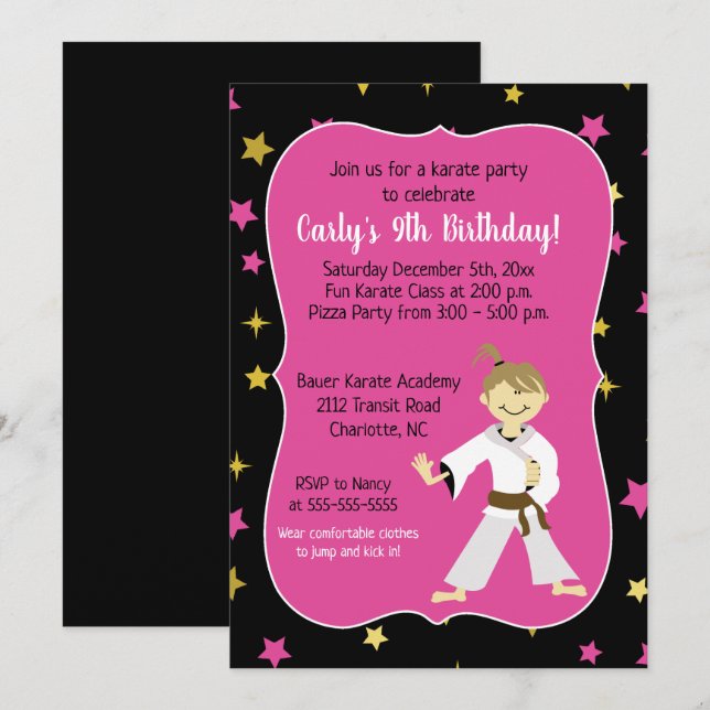 Tae Kwon Do Invitations Anniversaire Ceinture Brow (Devant / Derrière)