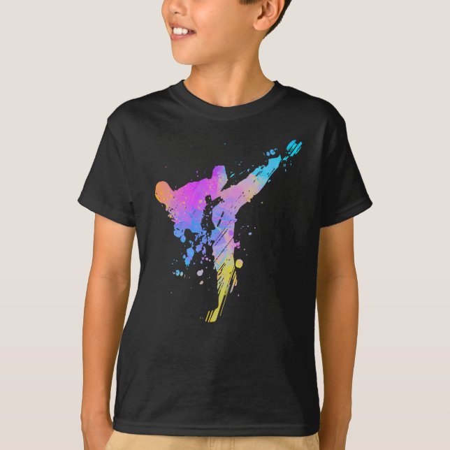 Tae Kwon Do Karate Colourful Silhouette for Girls T-Shirt (Front)