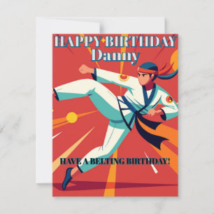 Taekwando Sport Orange editable name Birthday Holiday Card