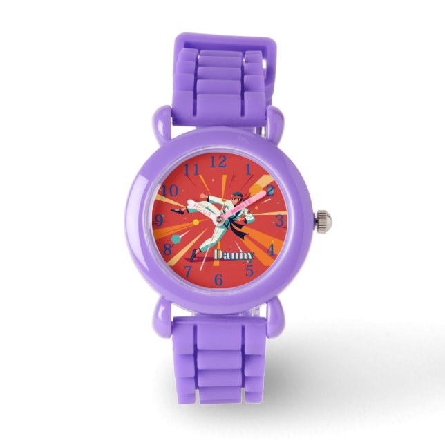 Taekwando Sport Orange editable name Watch (Front)