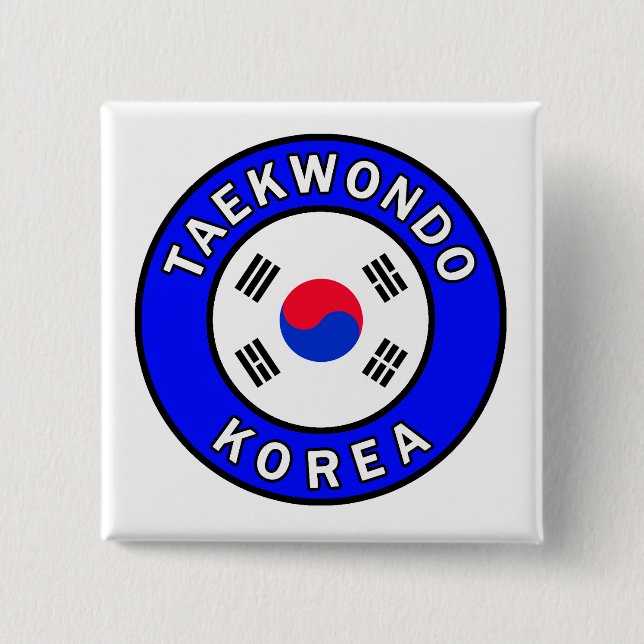 Taekwondo 2 Inch Square Button (Front)