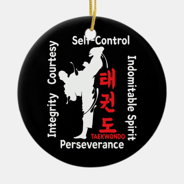 Taekwondo 5 Tenets Martial Arts ATA ITF Tae For Ceramic Ornament (Front)
