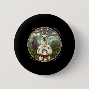 Taekwondo Alpaca Forest Kickboxing Judo Mma Alpaca 2 Inch Round Button