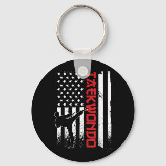 Taekwondo American Flag Taekwondo Fighter US Flag Keychain