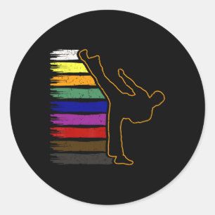 Taekwondo And Karate Black Belt Martial Art Studen Classic Round Sticker