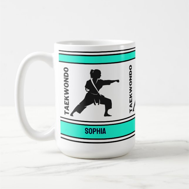 Taekwondo Birthday Gift, Taekwondo Girl Player Coffee Mug (Left)