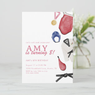 Taekwondo Birthday Invitation Girl Martial Arts 