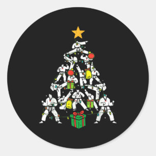 Taekwondo Christmas Tree Xmas Martial Arts Karate  Classic Round Sticker