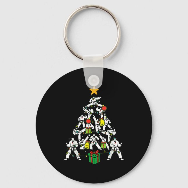 Taekwondo Christmas Tree Xmas Martial Arts Karate  Keychain (Front)