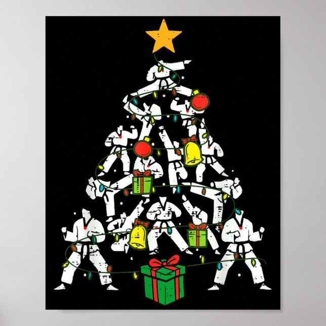 Taekwondo Christmas Tree Xmas Martial Arts Karate  Poster (Front)