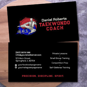 Taekwondo Coach - Taegeuk and Hangul Symbol Business Card