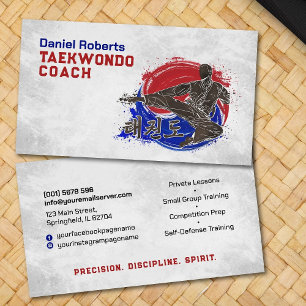 Taekwondo Coach - Taegeuk and Hangul Symbol Business Card