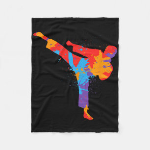 Taekwondo Colourful Martial Arts Kids Men Boys Kar Fleece Blanket