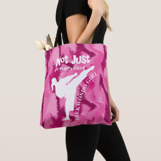 Taekwondo Cute Pink White Girly Quote Tote Bag