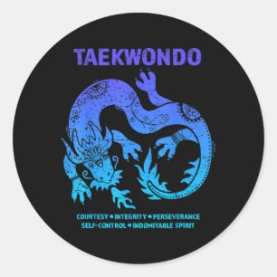 Taekwondo Dragon Martial Arts MMA Teen Boys Girls Classic Round Sticker