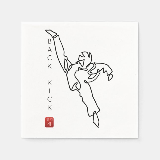 TAEKWONDO DWICHAGI back kick cocktail towels Napkin (Front)