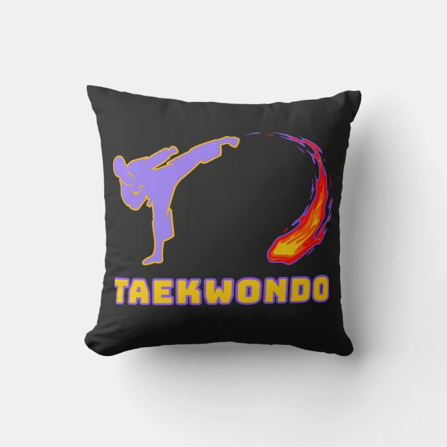 Taekwondo Energy Kick Throw Pillow (Front)