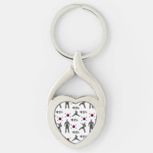 Taekwondo Fighter Martial Art 태권도 South Korea Flag Keychain