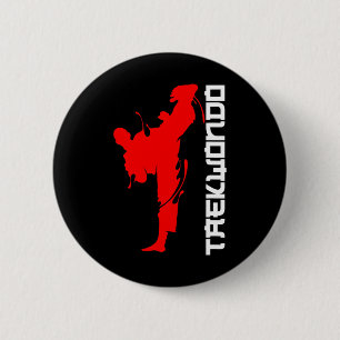 Taekwondo Fighter Martial Arts Free Head Kicks  2 Inch Round Button