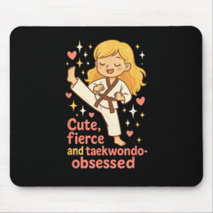 Taekwondo Girl Blonde Cute Fierce Obsessed Future Mouse Pad