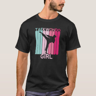 Taekwondo Girl MMA Fighter Mom Kicking Woman Retro T-Shirt