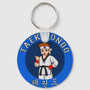 taekwondo guy badge keychain
