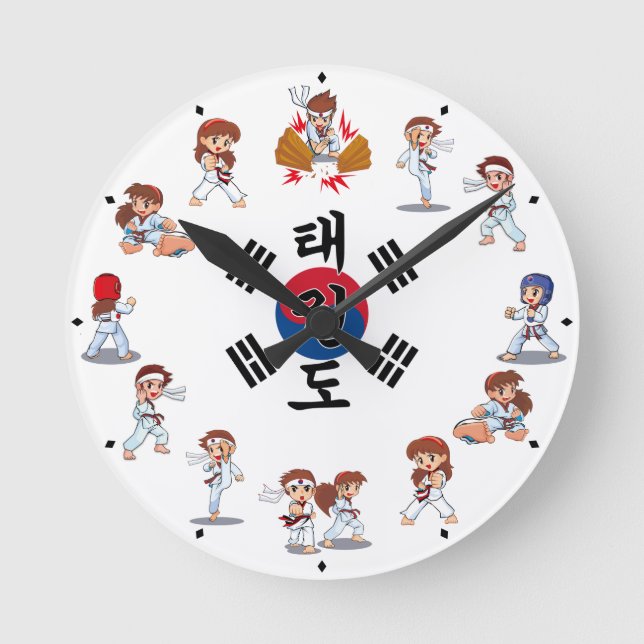 Taekwondo Horloge Round Clock (Front)