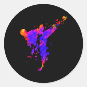 Taekwondo Jiu Jitsu Paint Splatters Kids Jujitsu J Classic Round Sticker