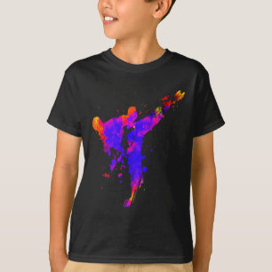 Taekwondo Jiu Jitsu Paint Splatters Kids Jujitsu J T-Shirt