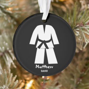 Taekwondo Karate Black Belt Personalized Ornament