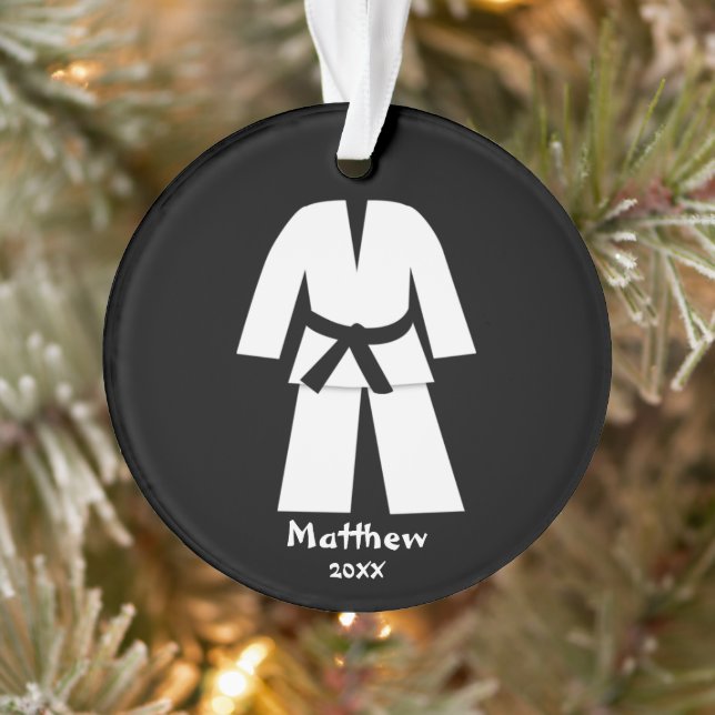 Taekwondo Karate Black Belt Personalized Ornament (Tree)